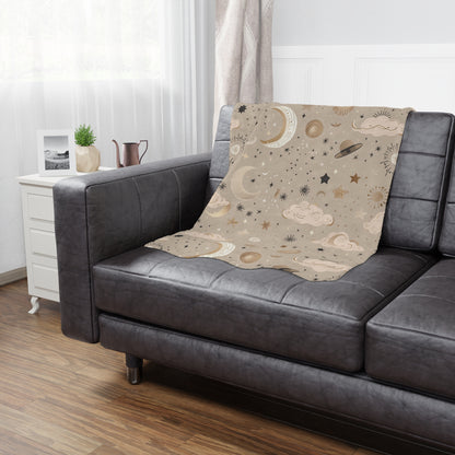 Golden Cosmos minky blanket showing the soft raised reverse