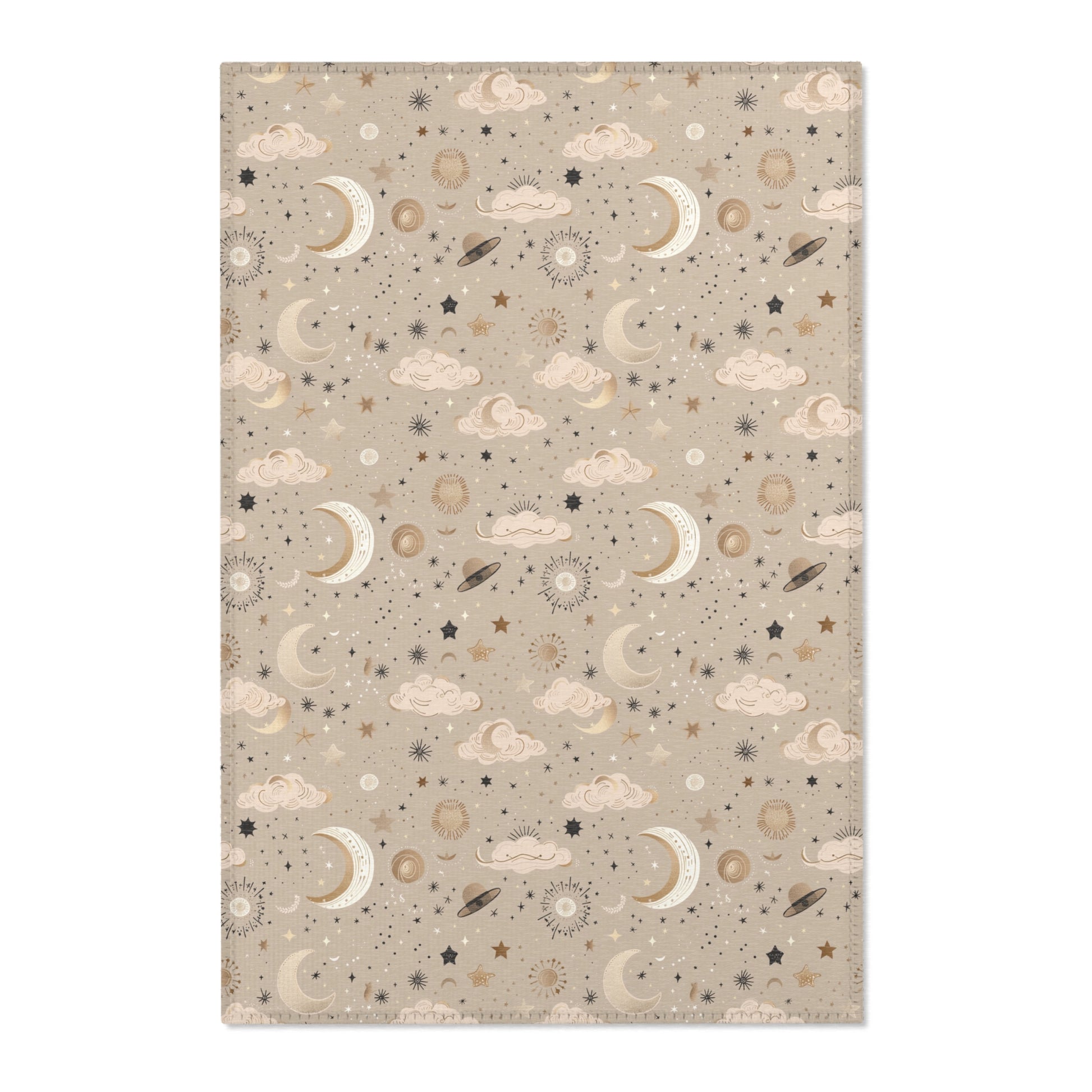 Golden Cosmos nursery area rug in a baby room