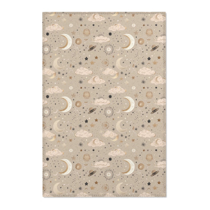 Golden Cosmos nursery area rug in a baby room