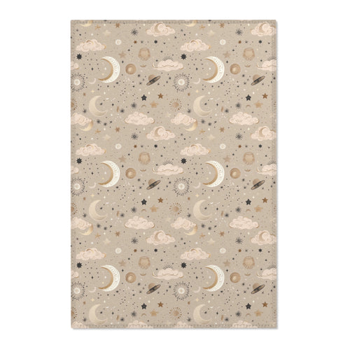 Golden Cosmos nursery area rug in a baby room