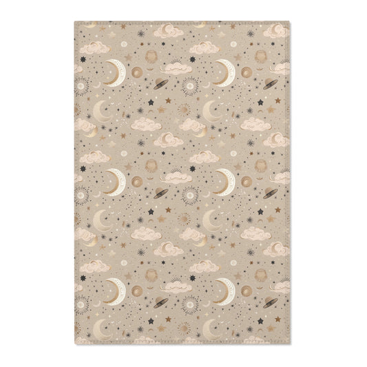 Golden Cosmos nursery area rug in a baby room