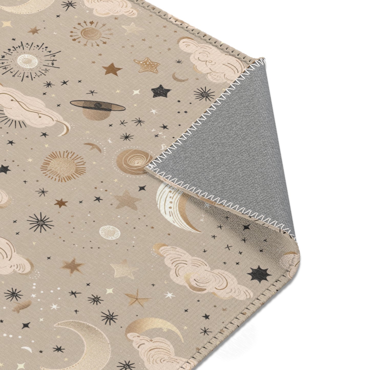 Golden Cosmos area rug in the medium size