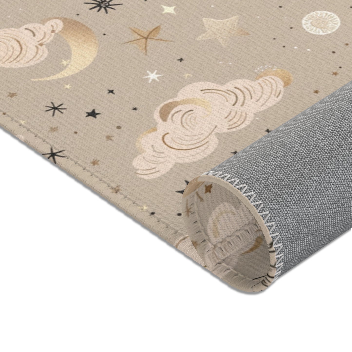Corner detail of the Golden Cosmos nursery area rug
