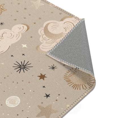 Golden Cosmos rug print detail in gold and cream
