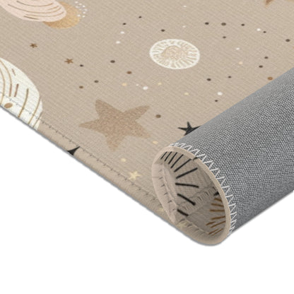 Golden Cosmos nursery area rug for a baby room floor