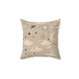 Golden Cosmos decorative nursery pillow on a glider chair