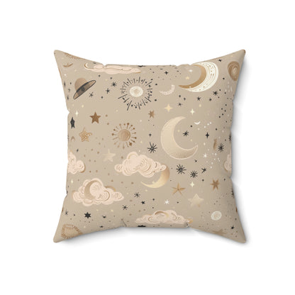 Golden Cosmos decorative pillow against a plain background