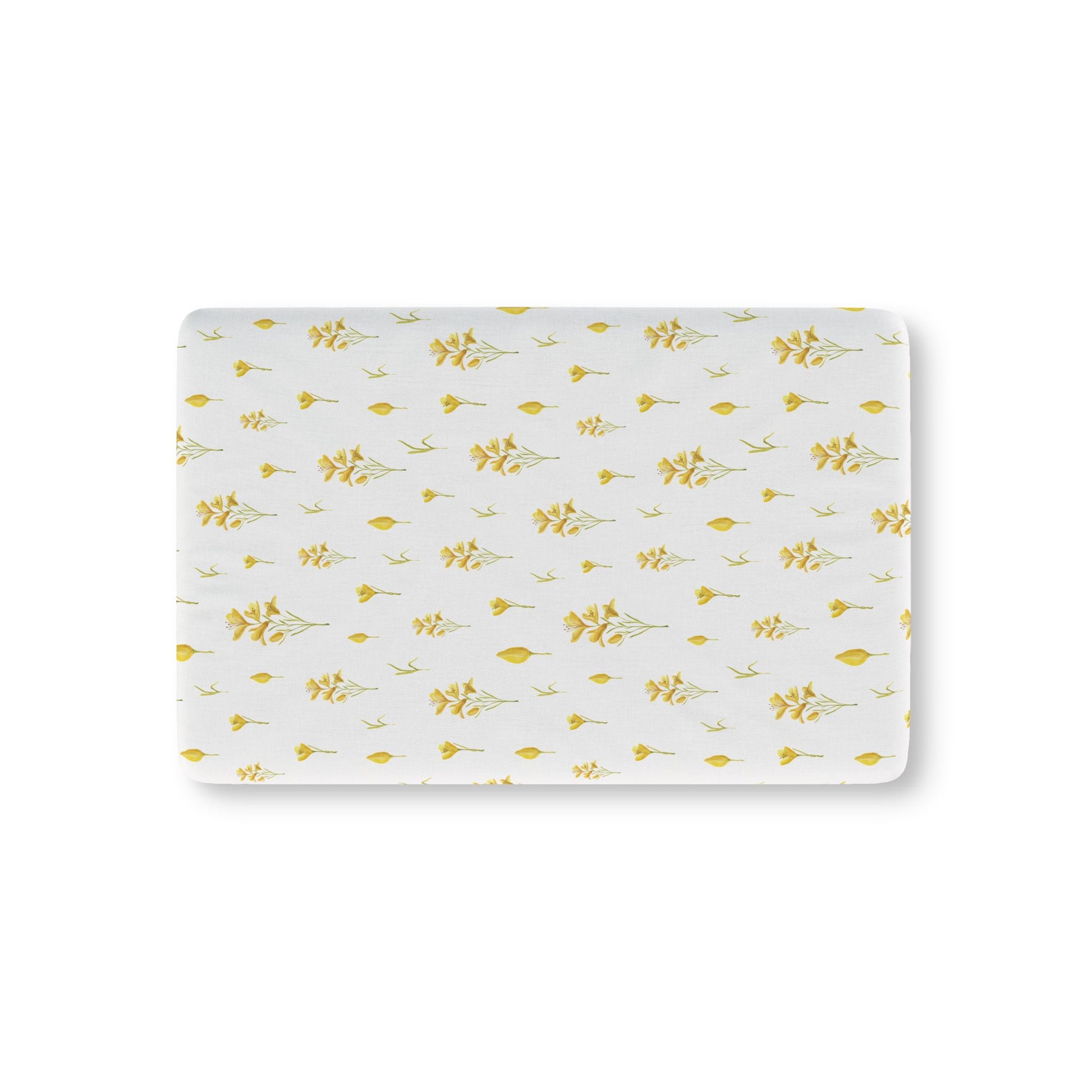 Golden Meadow fitted crib sheet on a nursery crib mattress