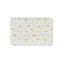 Golden Meadow fitted crib sheet on a nursery crib mattress