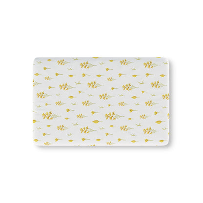 Golden Meadow fitted crib sheet on a nursery crib mattress