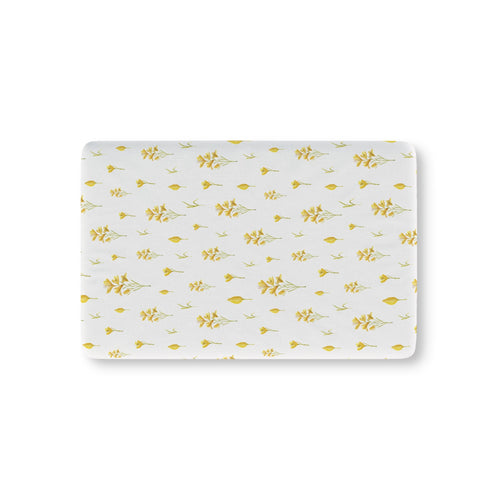 Golden Meadow fitted crib sheet on a nursery crib mattress