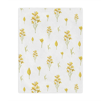 Minky baby blanket in mustard yellow florals