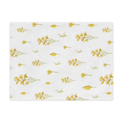 Soft minky blanket with the Golden Meadow freesia print