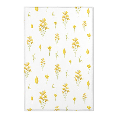 Golden Meadow nursery area rug in a neutral baby room