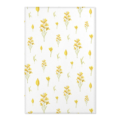 Golden Meadow nursery area rug in a neutral baby room