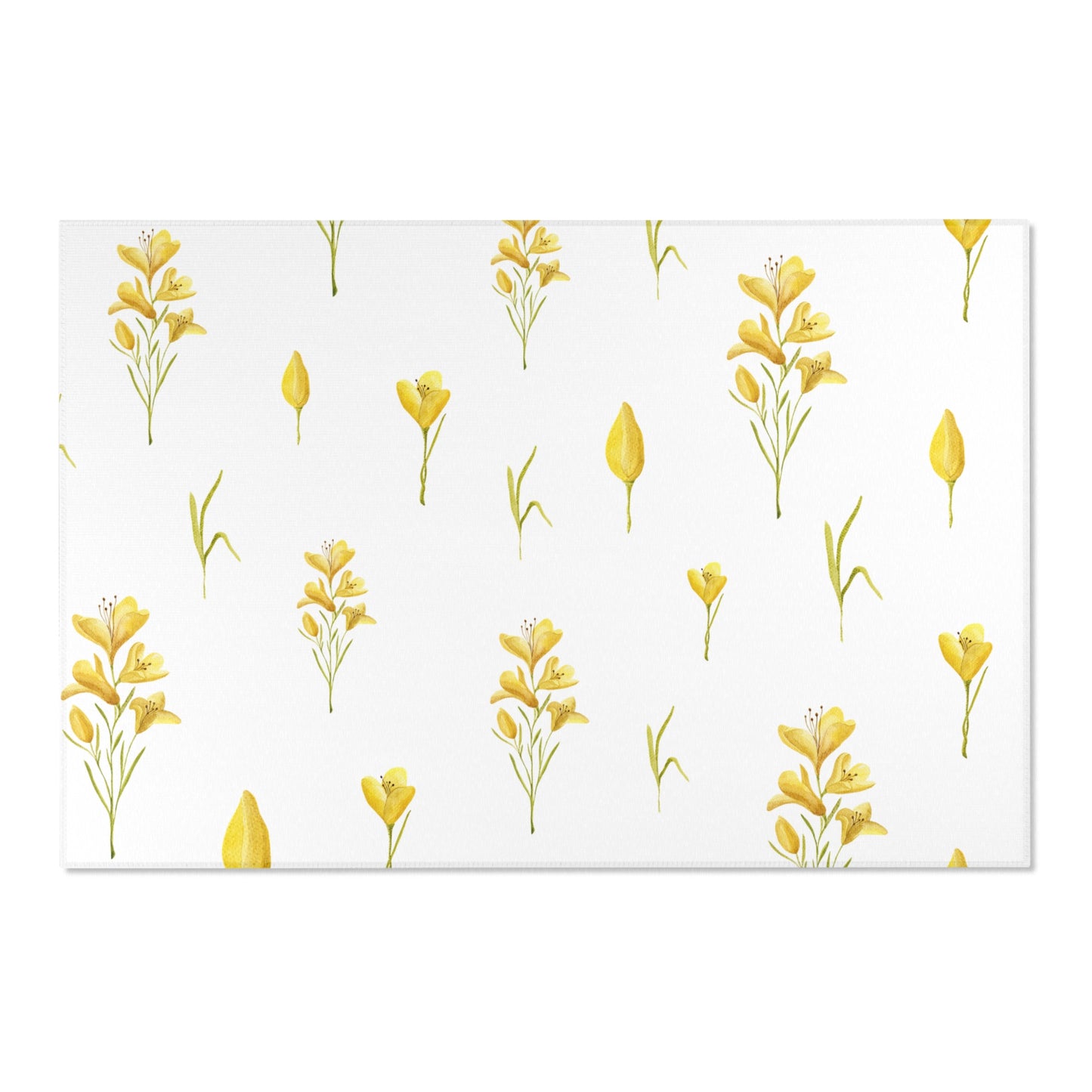 Mustard floral rug defining a nursery play area