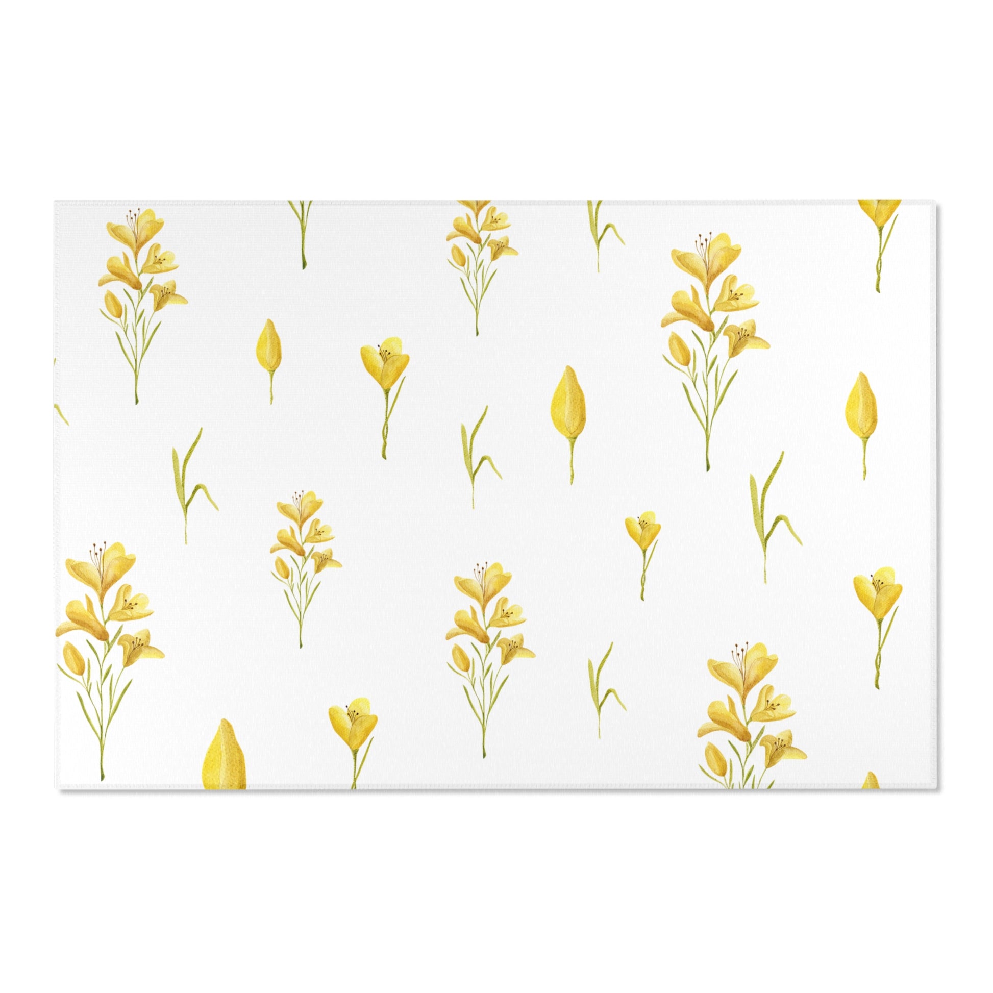 Mustard floral rug defining a nursery play area