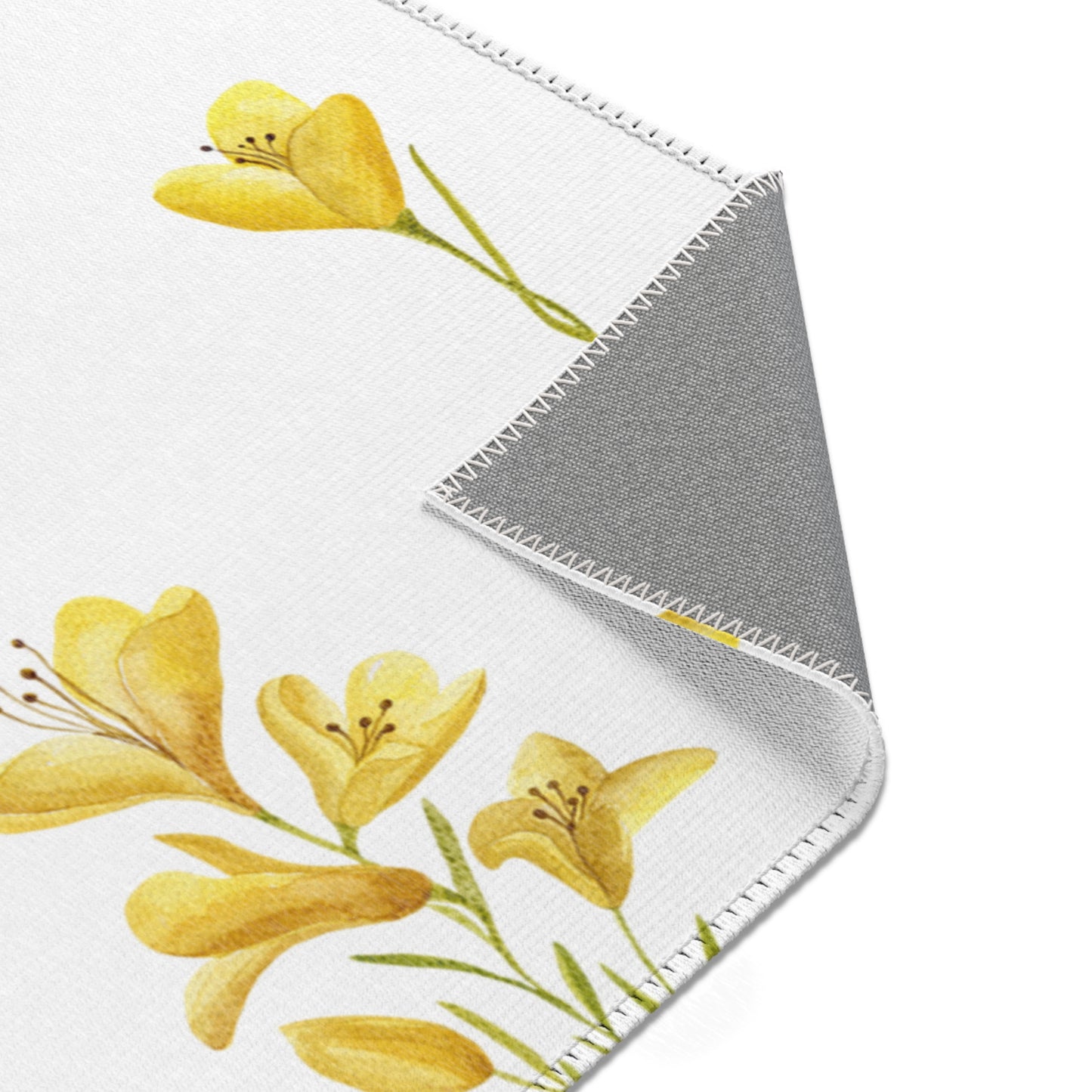 Golden Meadow rug seen from above in a nursery