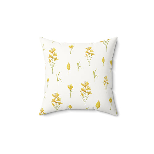 Golden Meadow decorative nursery pillow on a glider chair