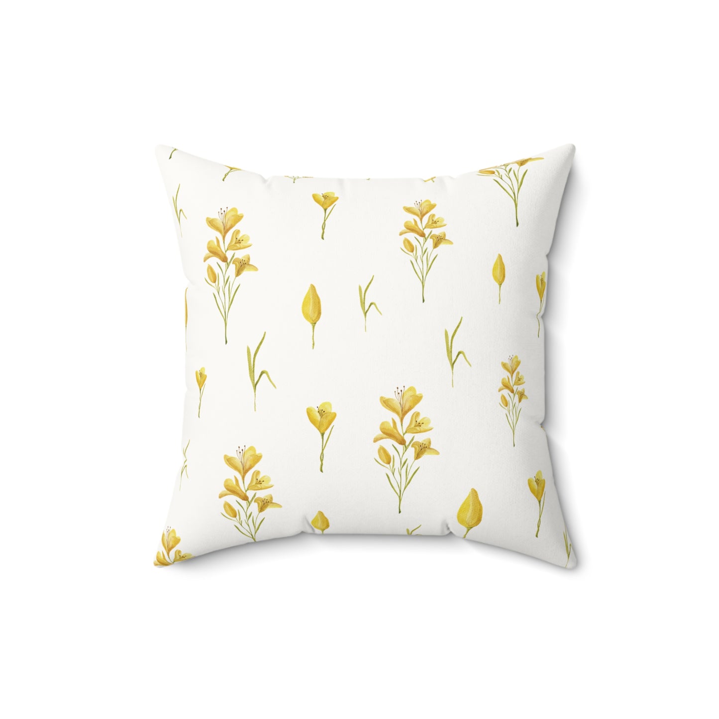 Faux suede nursery pillow in mustard yellow florals