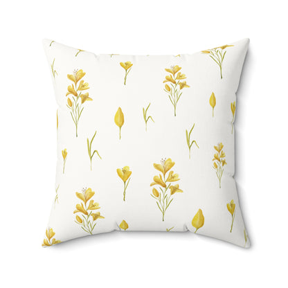 Square nursery cushion in mustard and green