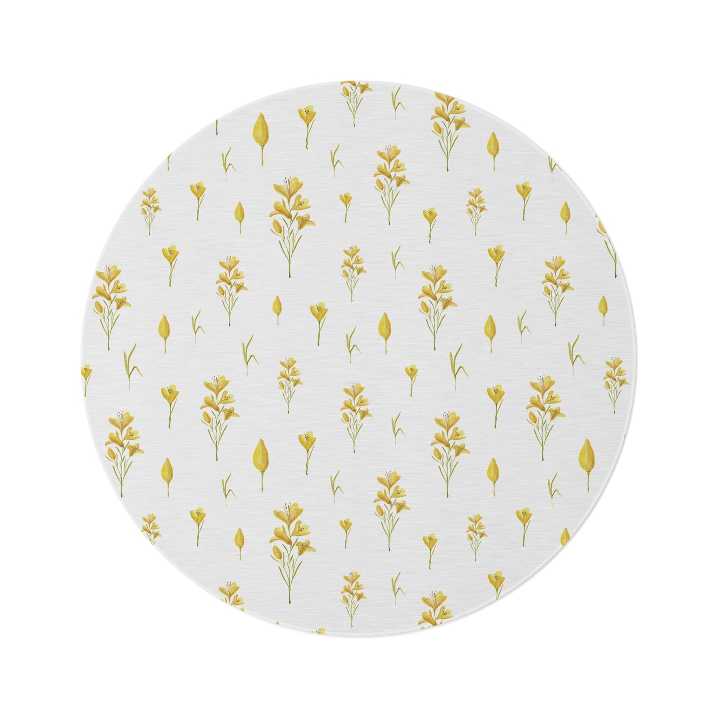 Golden Meadow round nursery rug on a baby room floor