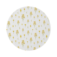Golden Meadow round nursery rug on a baby room floor