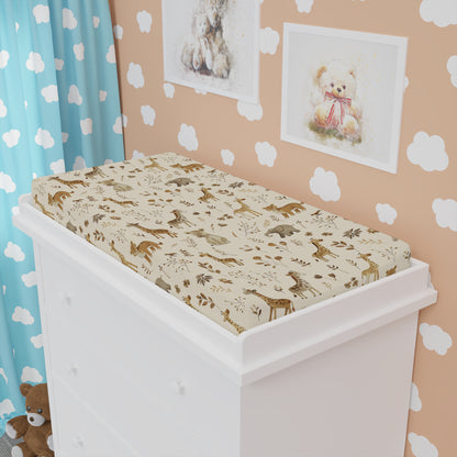 Golden Savanna changing pad cover fitted over a contoured pad