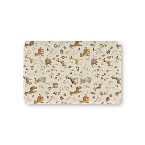 Golden Savanna fitted crib sheet on a nursery crib mattress