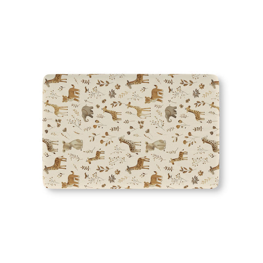 Golden Savanna fitted crib sheet on a nursery crib mattress