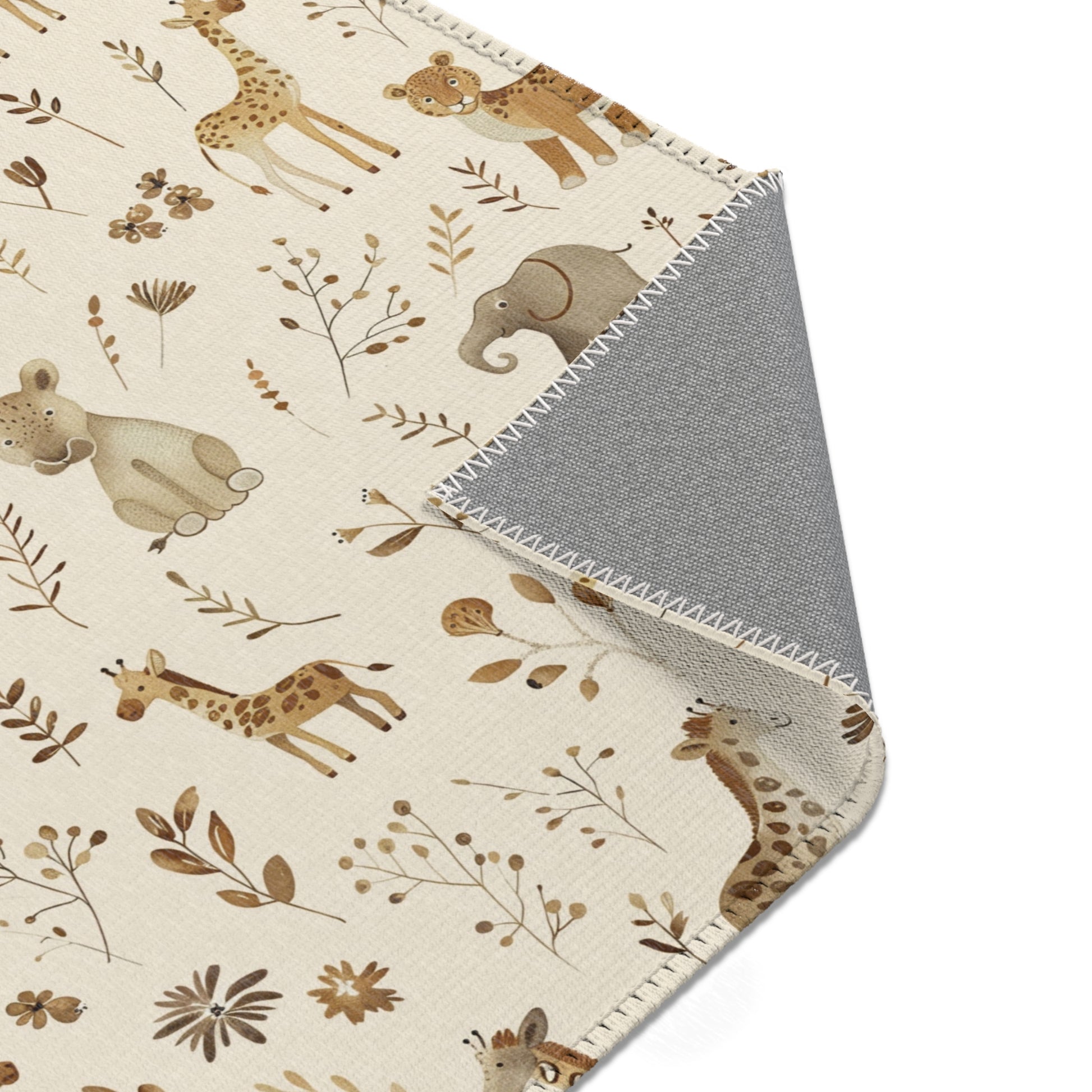 Golden Savanna nursery rug pattern shown flat