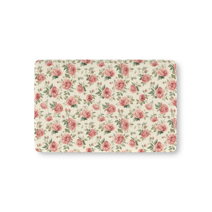 Heirloom Roses fitted crib sheet on a nursery crib mattress