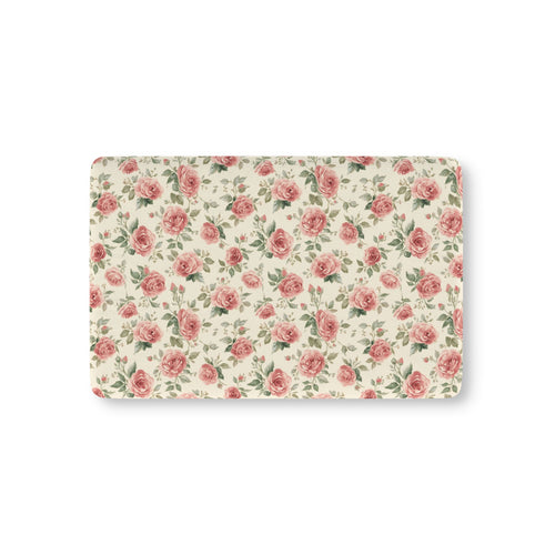 Heirloom Roses fitted crib sheet on a nursery crib mattress