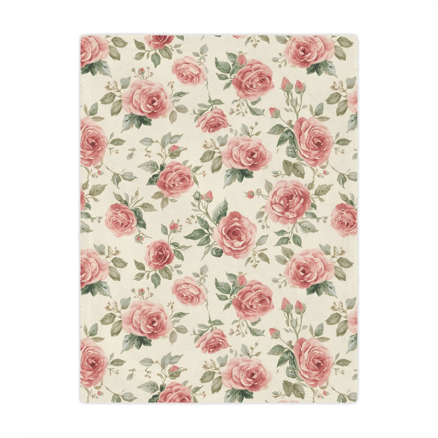 Minky baby blanket in dusty pink and sage, Heirloom Roses print