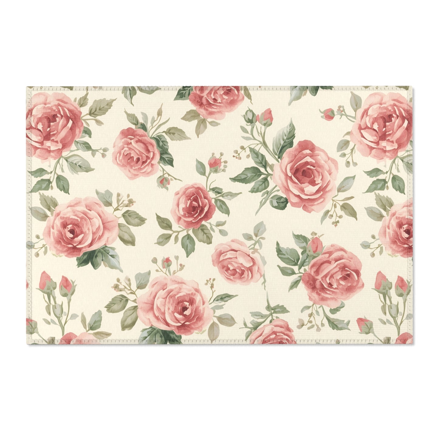 Heirloom Roses area rug shown in landscape orientation