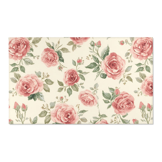 Heirloom Roses nursery area rug in a baby room