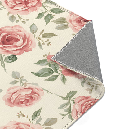 Heirloom Roses nursery rug pattern shown flat