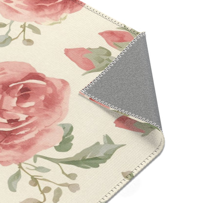 Heirloom Roses rug print detail in dusty pink and sage