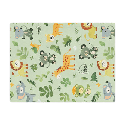 Sage green jungle print minky baby blanket folded