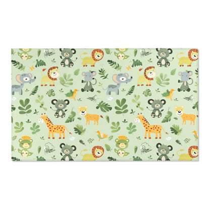 Jungle Friends nursery area rug in a baby room