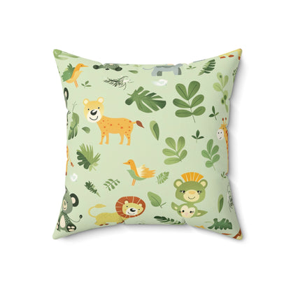 Reverse side of the jungle animal nursery pillow