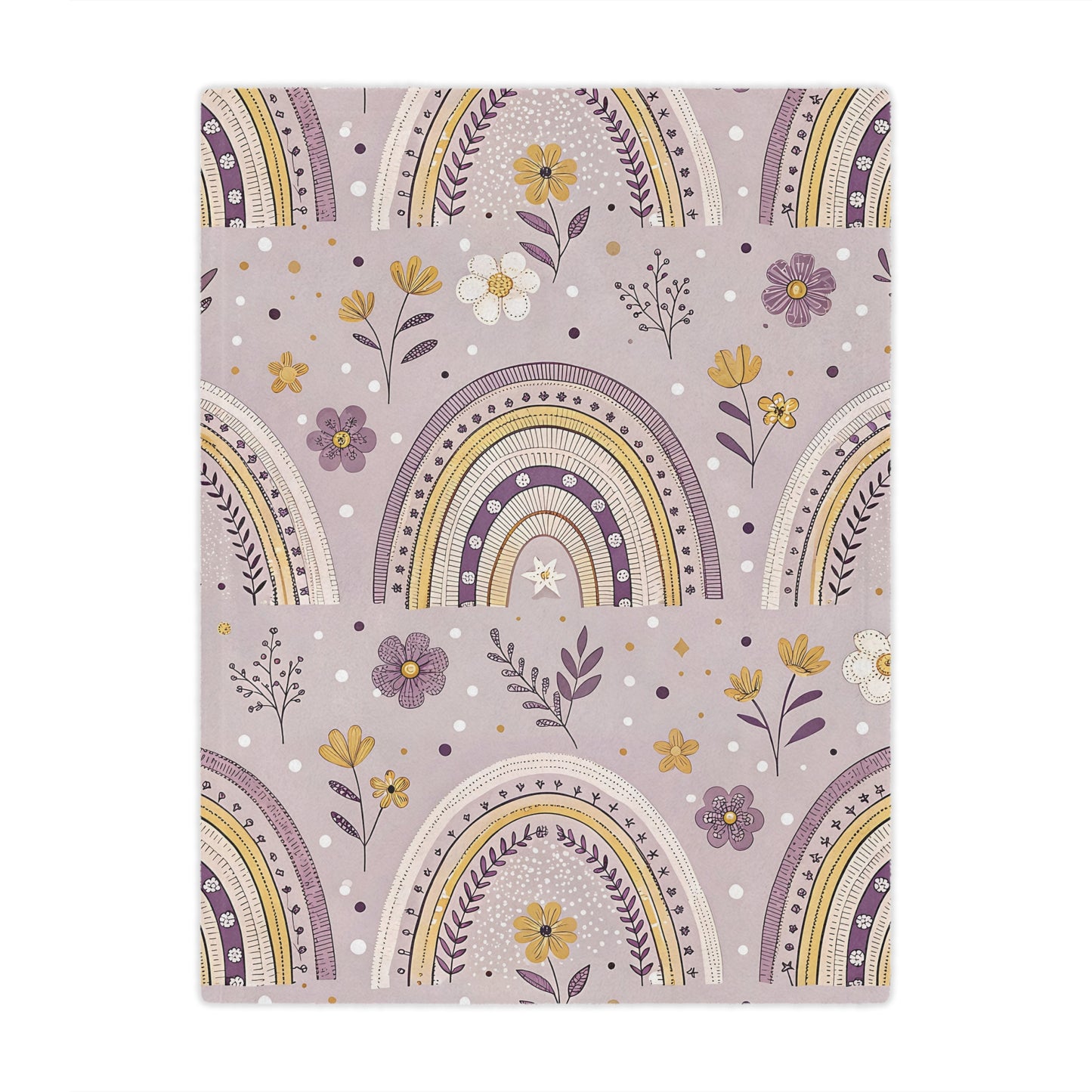 Minky baby blanket in lilac and plum, Lilac Meadow Arches print