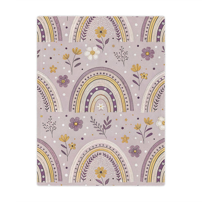 Minky baby blanket in lilac and plum, Lilac Meadow Arches print