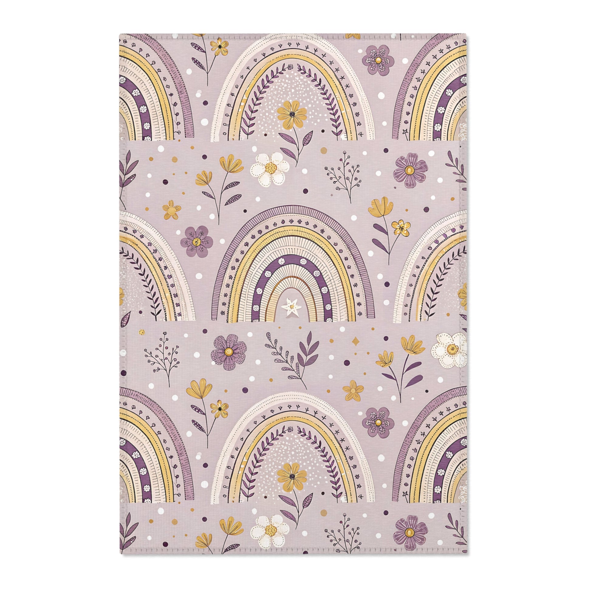 Lilac Meadow Arches nursery area rug in a baby room