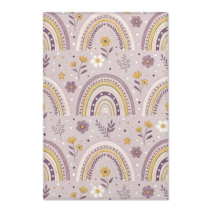 Lilac Meadow Arches nursery area rug in a baby room