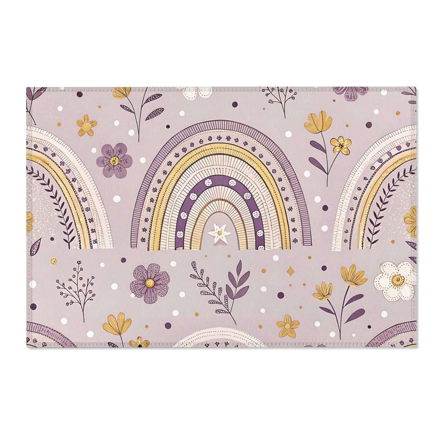 Lilac Meadow Arches area rug shown in landscape orientation