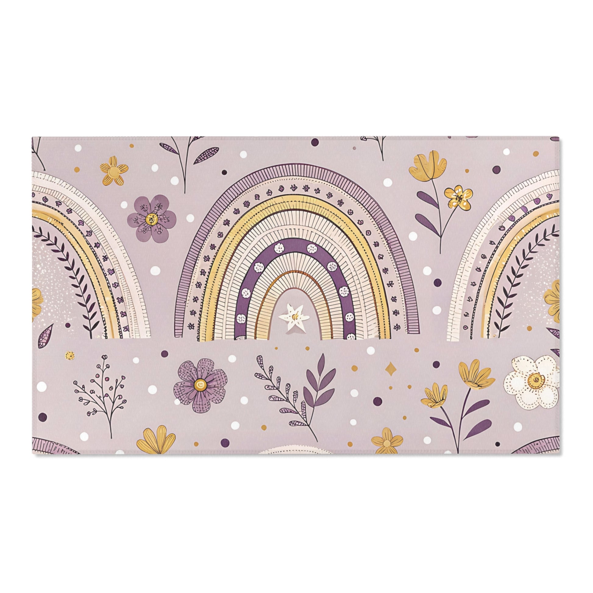 Lilac Meadow Arches nursery area rug in a baby room