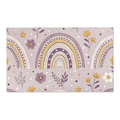 Lilac Meadow Arches nursery area rug in a baby room
