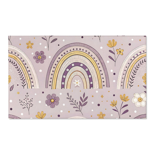 Lilac Meadow Arches nursery area rug in a baby room