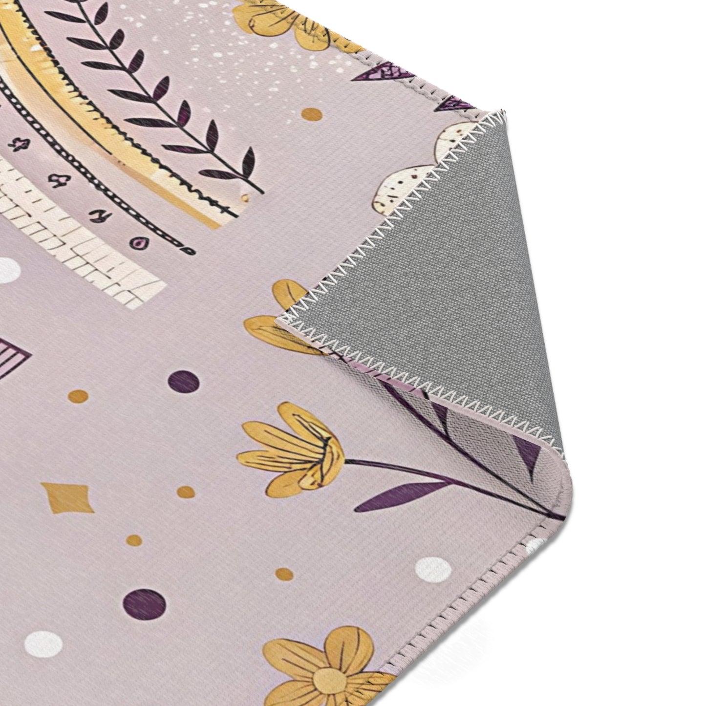 Lilac Meadow Arches rectangular nursery area rug